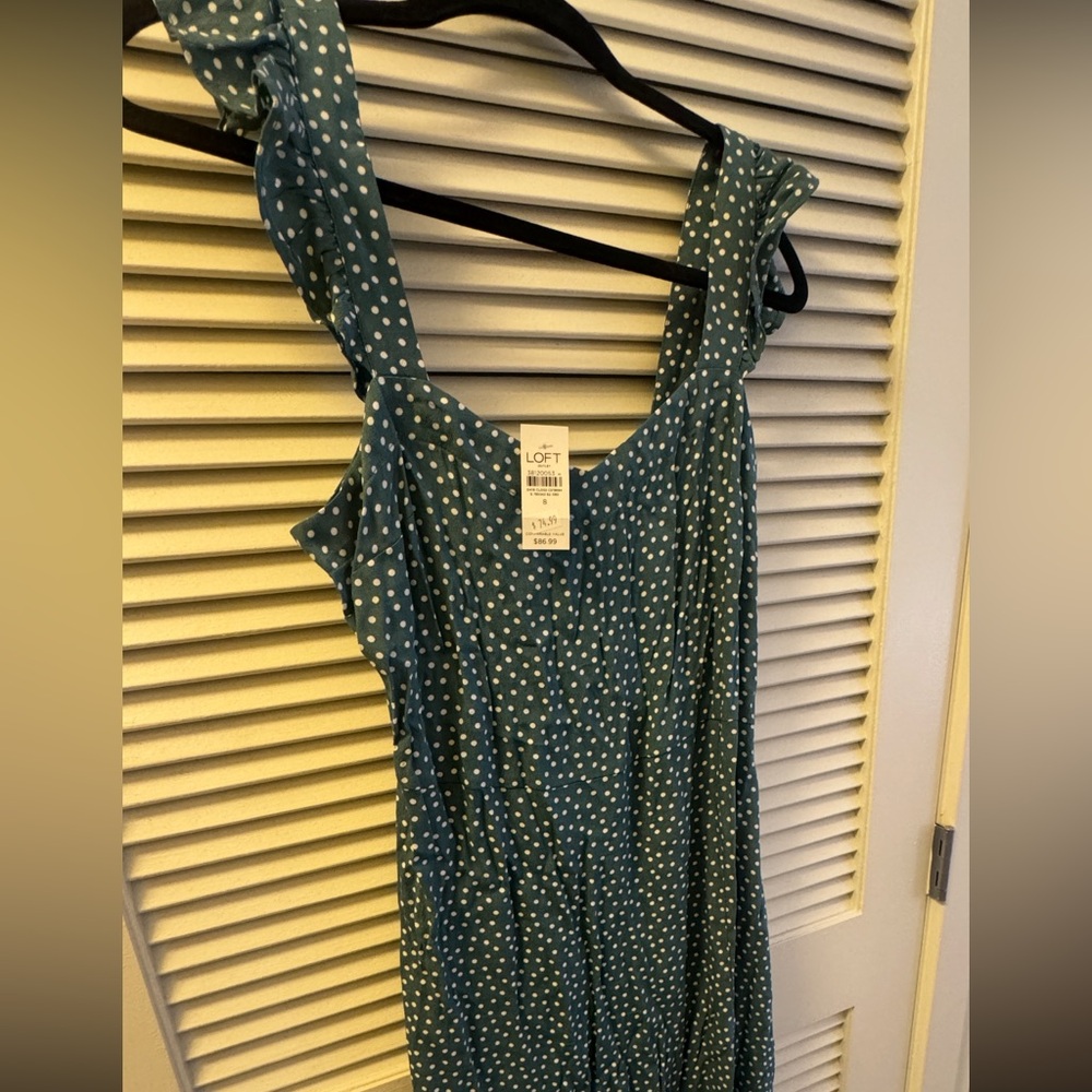 Green Polka Dot Dress- loft new with tags